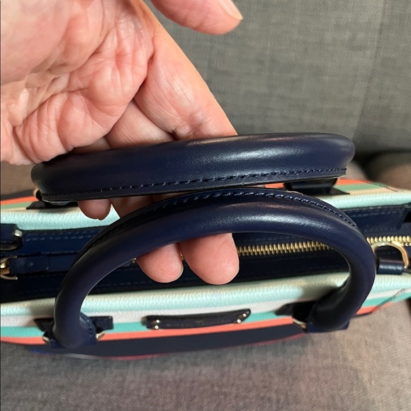 KATE SPADE Cedar Street Maise Multi-stripe Leather Bag 14”x9”x4” Preloved - Picture 8 of 13